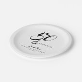 Modern Elegant Black White Fifty Fabulous Birthday Pappteller (Schrägansicht)