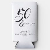Modern Elegant Black White Fifty Fabulous Birthday Selters Dosenkühler (Vorderseite)