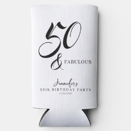 Modern Elegant Black White Fifty Fabulous Birthday Selters Dosenkühler