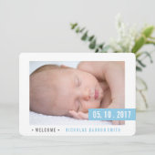 MODERN Elegant BLUE BOY Ankündigung Fotokarte (Stehend Vorderseite)