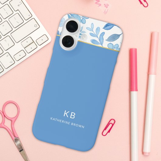 Modern Elegant Blue Floral Pattern  Case-Mate iPhone Hülle