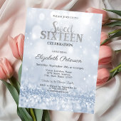 Modern Elegant Blue Glitzer Bokeh Sweet 16 Einladung