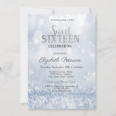 Modern Elegant Blue Glitzer Bokeh Sweet 16 Einladung (Vorderseite)