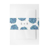 Modern Elegant Blue Hydrangeas Wedding Monogram Einladungsbanderole (Vorderseite Beispiel)