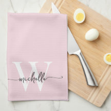 Modern Elegant Blush Pink Monogram Name Script