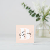 Modern Elegant Blush Pink Monogram Quadratische Visitenkarte (Stehend Vorderseite)