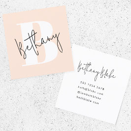 Modern Elegant Blush Pink Monogram Quadratische Visitenkarte