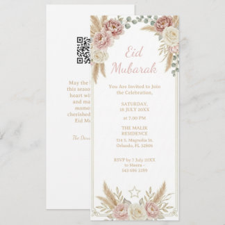 Modern Elegant Boho Floral Eid Mubarak Digital Einladung