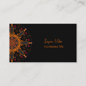 Modern Elegant Boho Orange Black Mandala Visitenkarte (Vorderseite)