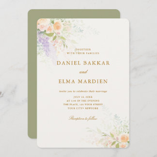 Modern Elegant Boho Wildflower Wedding Einladung