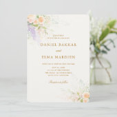 Modern Elegant Boho Wildflower Wedding Einladung (Stehend Vorderseite)