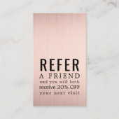 Modern Elegant Bold Faux Rose Gold Beauty Salon Empfehlungskarte (Vorderseite)