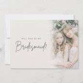 Modern Elegant Bridesmaid Photo Information Card Einladung (Vorderseite)