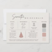 Modern Elegant Bridesmaid Photo Information Card Einladung (Rückseite)
