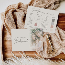 Modern Elegant Bridesmaid Photo Information Card Einladung