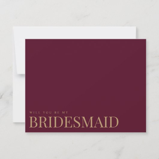 Modern & elegant Burgund Bridesmaid-Vorschlagskart Save The Date (Vorderseite)