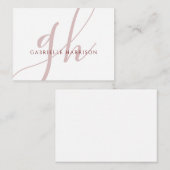 Modern Elegant Burgundy Script Monogram Name Mitteilungskarte (Vorne/Hinten)