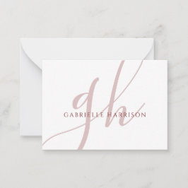 Modern Elegant Burgundy Script Monogram Name Mitteilungskarte