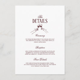 Modern Elegant Burgundy Wedding Details Begleitkarte