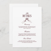 Modern Elegant Burgundy Wedding Details  Begleitkarte (Vorne/Hinten)