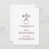 Modern Elegant Burgundy Wedding Details Begleitkarte (Vorne/Hinten)