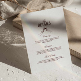 Modern Elegant Burgundy Wedding Details  Begleitkarte