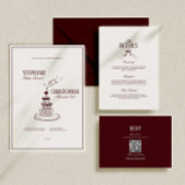 Modern Elegant Burgundy Wedding Details Begleitkarte