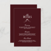 Modern Elegant Burgundy Wedding Details Begleitkarte (Vorne/Hinten)