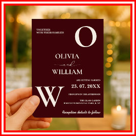 Modern Elegant Burgundy Wedding Einladung