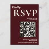Modern Elegant Burgundy Wedding QR CODE RSVP Begleitkarte (Vorderseite)