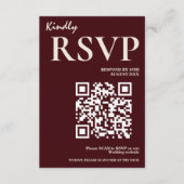Modern Elegant Burgundy Wedding QR CODE RSVP Begleitkarte (Vorderseite)