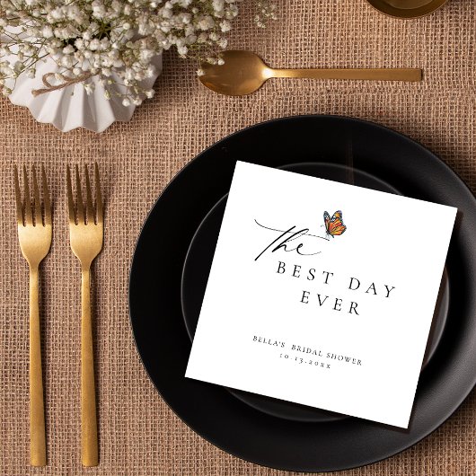 Modern Elegant Butterfly Bridal Shower Serviette