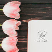 Modern Elegant Butterfly Custom Name Library Book Permastempel