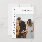 Modern Elegant Calligraphy Script 3 Photo Wedding Dankeskarte (Vorderseite)