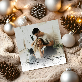  Modern Elegant Calligraphy Script Christmas Photo Feiertagskarte