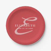 Modern Elegant Chic Monogram Name Vielen Dank Pappteller (Vorderseite)