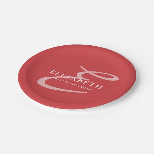 Modern Elegant Chic Monogram Name Vielen Dank Pappteller (Schrägansicht)