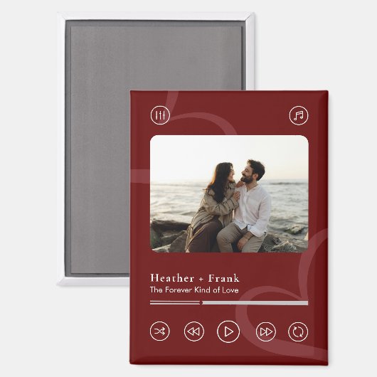 Modern Elegant Chic Music Player Photo Valentine's Magnet (Vorderseite/Rückseite)