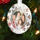 Modern Elegant Chic Photo Glass Silver Snow Ornament