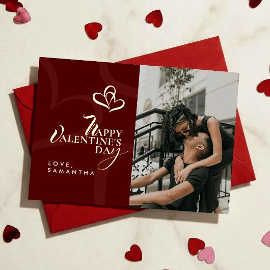 Modern Elegant Classic Chic Photopop Valentines Folien Feiertagskarte
