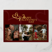 Modern Elegant Classic Red Chic Valentines Photo Folien Feiertagskarte (Vorderseite)