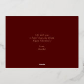 Modern Elegant Classic Red Chic Valentines Photo Folien Feiertagskarte (Rückseite)