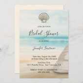 Modern Elegant Coastal Bridal Shower  Einladung (Vorne/Hinten)