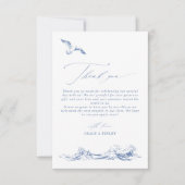 Modern Elegant Coastal Chic Blue Wedding Dankeskarte (Vorderseite)