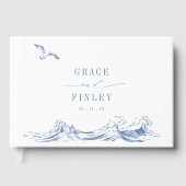 Modern Elegant Coastal Chic Blue Wedding Gästebuch (Vorderseite)