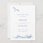 Modern Elegant Coastal Chic Blue Wedding Photo Save The Date (Vorderseite)