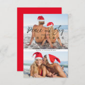 Modern Elegant Collage 2 Photos Couple Christmas (Vorne/Hinten)