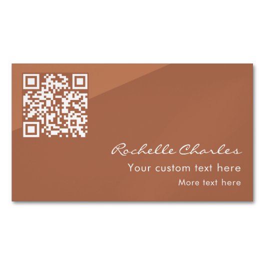 Modern Elegant Copper Tan QR Code  Magnetische Visitenkarte (Vorderseite)