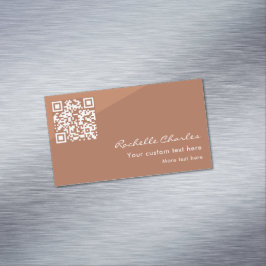 Modern Elegant Copper Tan QR Code Magnetische Visitenkarte