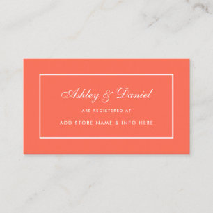 Modern Elegant Coral Wedding Registry Insert Card